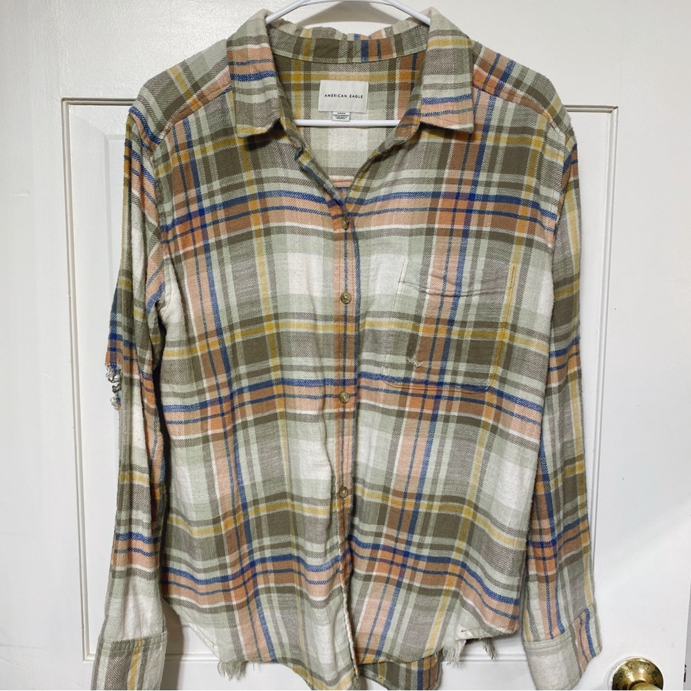 American Eagle Outfitters Boyfriend Distressed Flannel